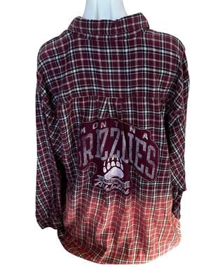 University of Montana Grizzlies Plaid Flannel Shirt XXL Oversize Football Griz